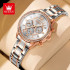 OLEVS TY715 Diamond Luxury Elegant Quartz Watch For Women Roman Scale Chronograph Ladies Wristwatch Stainless Steel Dress Watch_White & Silver & RoseGold